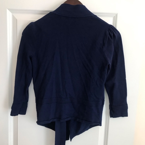 Navy Ballet Wrap Sweater, Premise Brand S - Picture 3 of 4